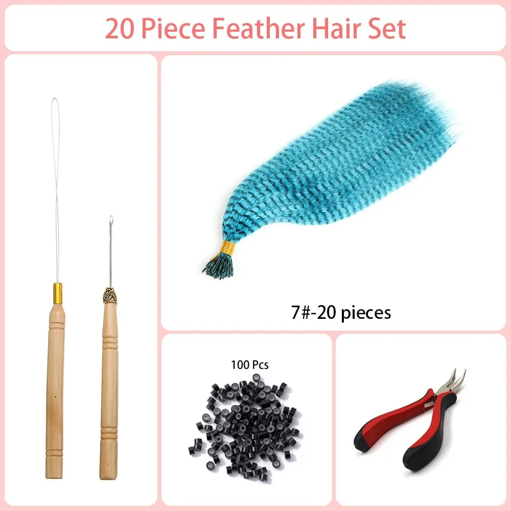 Synthetic Colored I-Tip Faux Feather Hair Extensions 16" 20 Strands/Pack Women's Heat Resistant Fiber Toolset Wig Accessories — image 15