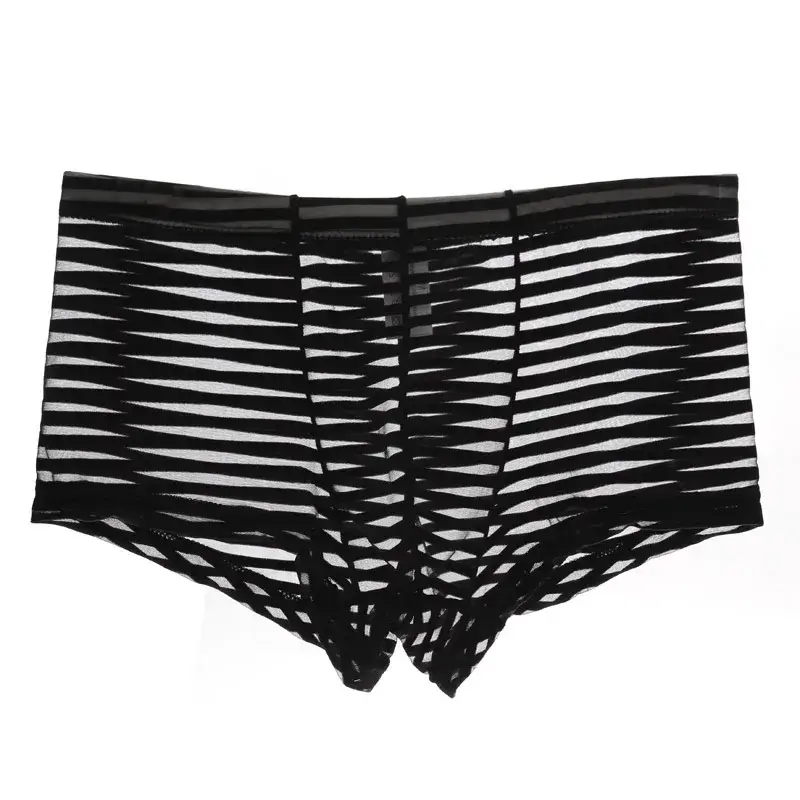 Transparent Underwear Sexy Men Ice Silk Striped Boxer Trunk Breathable Underpants U Convex Pouch Panties Man Boxer Briefs Short — image 8