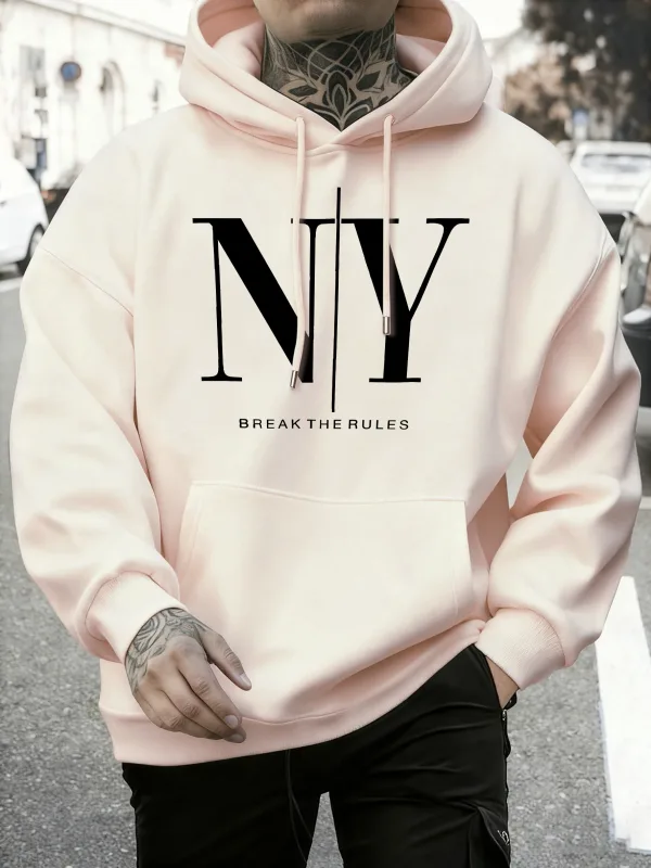 Infrangi le regole Sì No Stampe Felpe in pile autunnali Felpa con cappuccio da jogging morbida da uomo Street Comodi pullover Sport Abbigliamento sportivo allentato — image 13