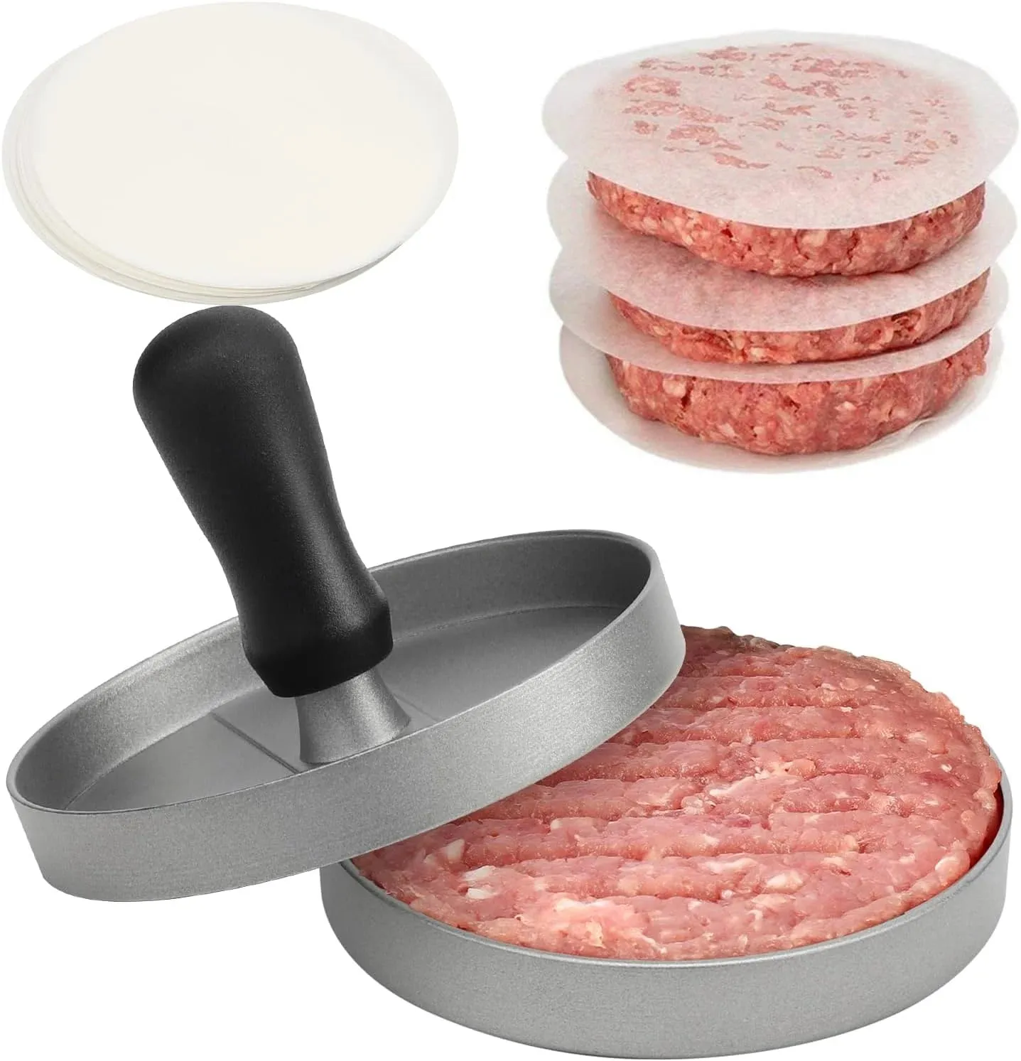 Burger Press Hamburger Meat Tool Patty Maker Aluminum Burger Maker for Kitchen BBQ Grill — image 1