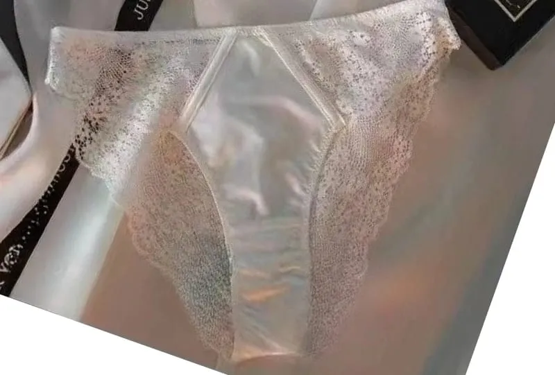 Europäisch-amerikanisches sexy Satin-Halbschalen-Unterwäscheset mit bequemer oberer Stützung, dünn, mit glänzendem Stahlring und grünem Spitzenrand — image 15