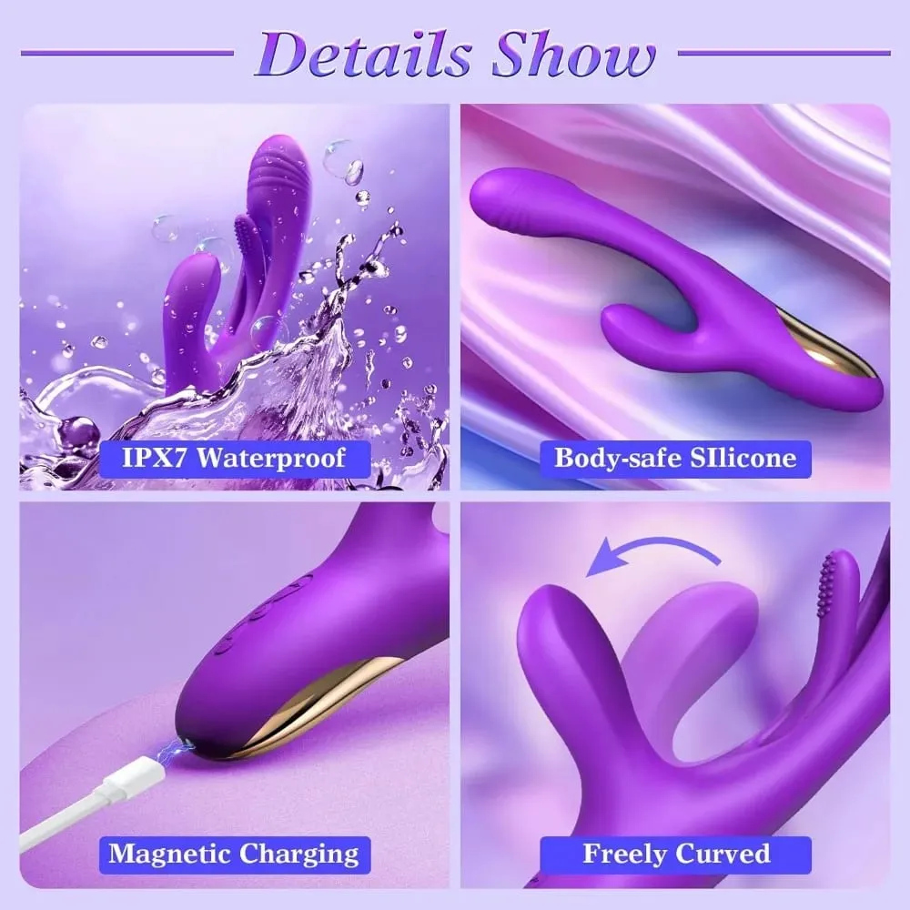 3-IN-1 Rabbit Vibrator for Women Powerful Tapping Flapping Vibrator Clitoral Stimulator Massager Female G-Spot Finger Dildo Sex — image 5