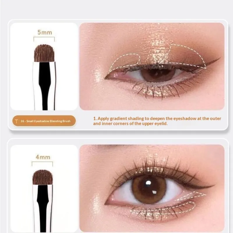 4/6 stk. Udtværingsbørster under øjnene Blød eyelinerbørste Perfekt øjenmakeupværktøj Øjendetaljebørster sæt hestehår øjenskyggebørster