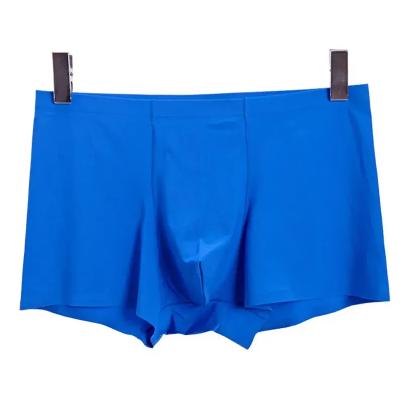 Seamless Ice Silk Boxers Men Solid Color Male Underpants Ultra-thin Sexy Underwear Summer COOL Trunk Shorts