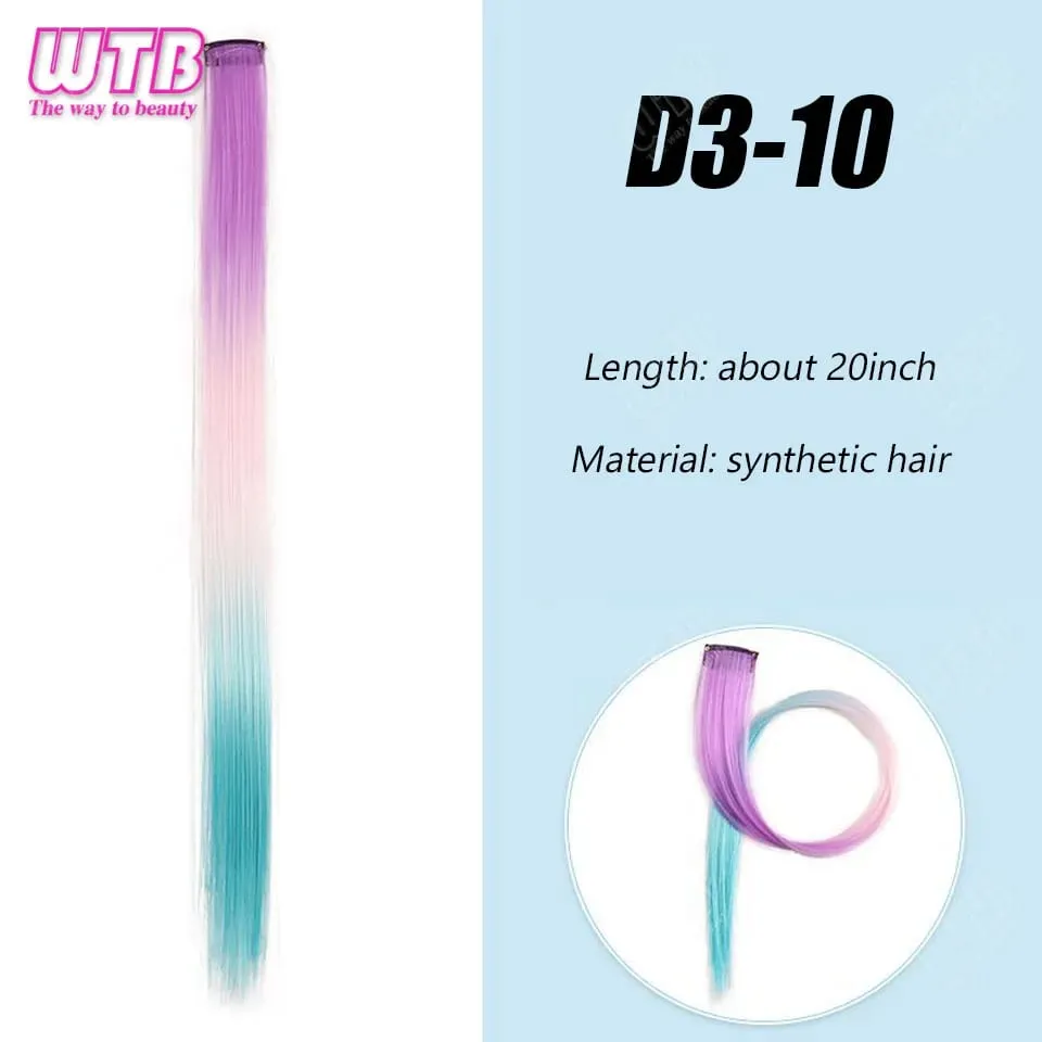 Synthetic Colored Clip in Hair Extensions Straight Hairpiece Multi-Colors Party Highlights Clip in Synthetic for Women Girls — image 18