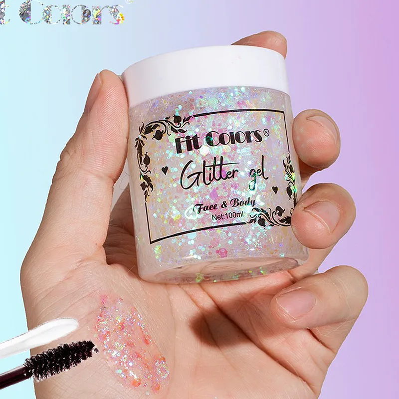 100ml Glitter Gel Eye Shadow Liquid Face Body Large Sequin Gel Multifunctional Colorful Loose Sequins Cream Party Decoration — image 1
