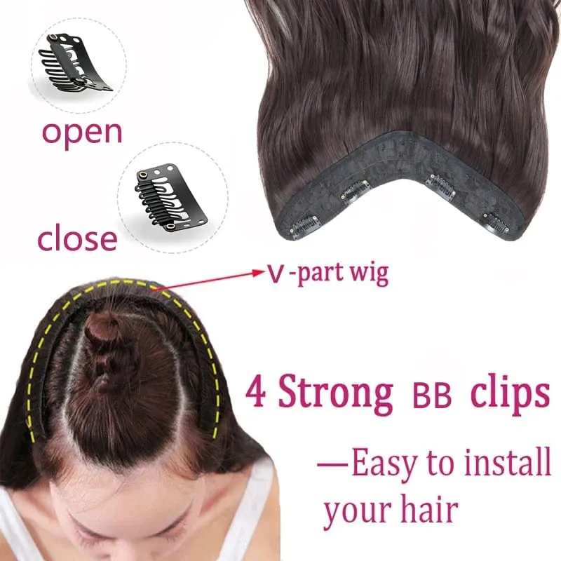 Extensión de cabello sintético rizado largo para mujer, postizo Invisible Natural con volumen de fibras resistentes al calor, 24 pulgadas, uso diario — image 4