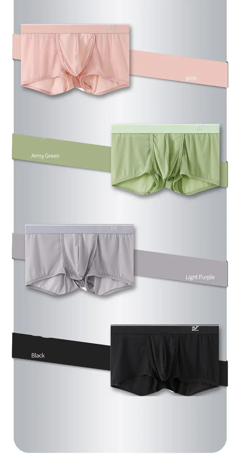 1 PCS Ice Silk Space Capsule Underwear Men's Compartment Solid Summer Breathable Ultra-thin Boxers Shorts Transparentes Hombre — image 8
