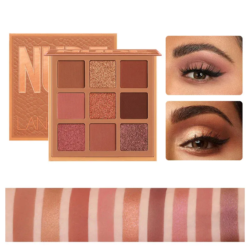 9 Colors Nude Eyeshadow Powder Makeup Palette Matte Shimmer Eye Pigmented Powder Make Up New Warm Earth Color Eyeshadow — image 1