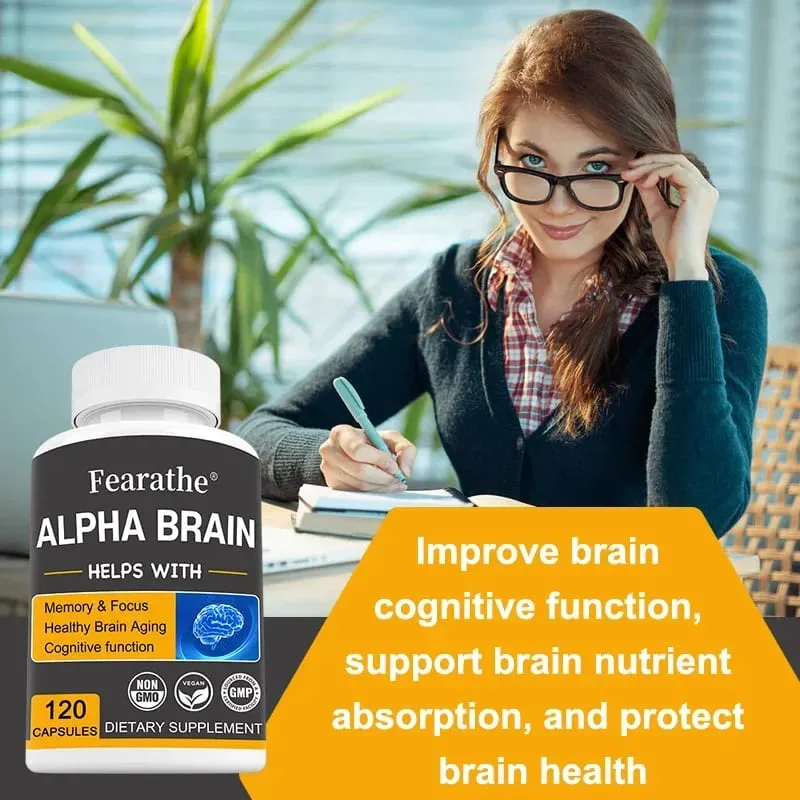 Alfa Brain Nootropics Mozkový doplněk pro muže a ženy – Paměť, duševní jasnost a kognice s vitaminem B6 Focus Capsules — image 3