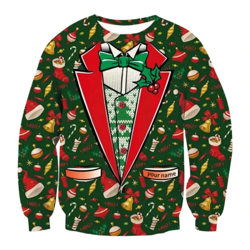 Sjov juletrøje Mænd Kvinder Pullover Xmas Sweatshirt Grim grafisk Y2k Sweatshirts til feriefest Løst herretøj — image 9