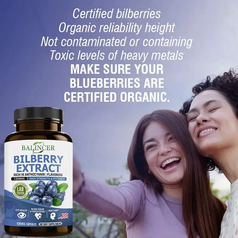 Bilberry Extract Supplements - Rich in Antioxidants Promote Vision Health and Protect Eyes Promote Brain Health