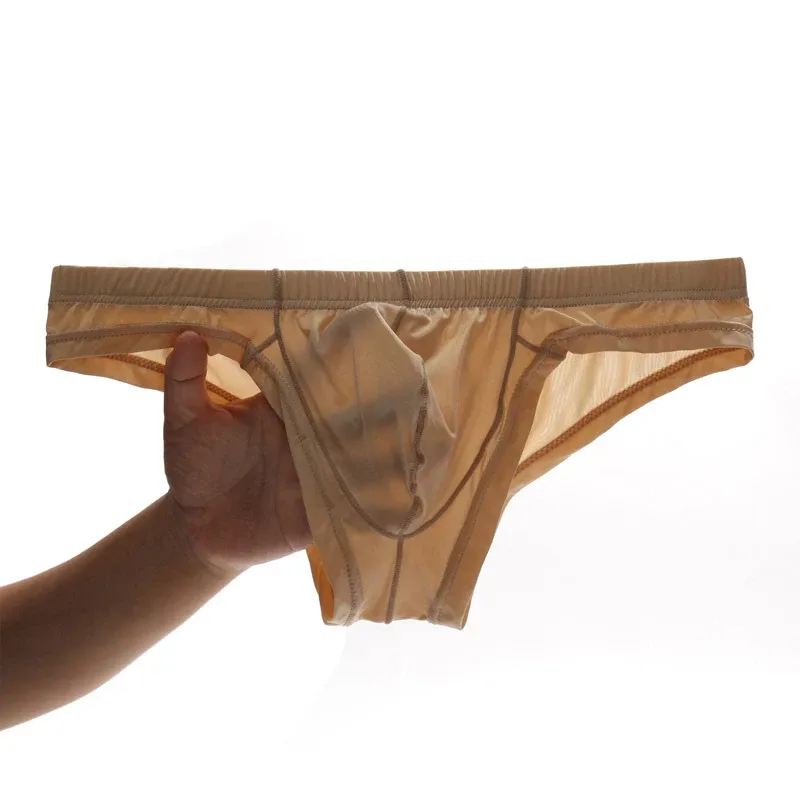 Men's Sexy Transparent Low-Waist Briefs Breathable Bulge Pouch Underpants Brief Underwear Man Panties 1pc