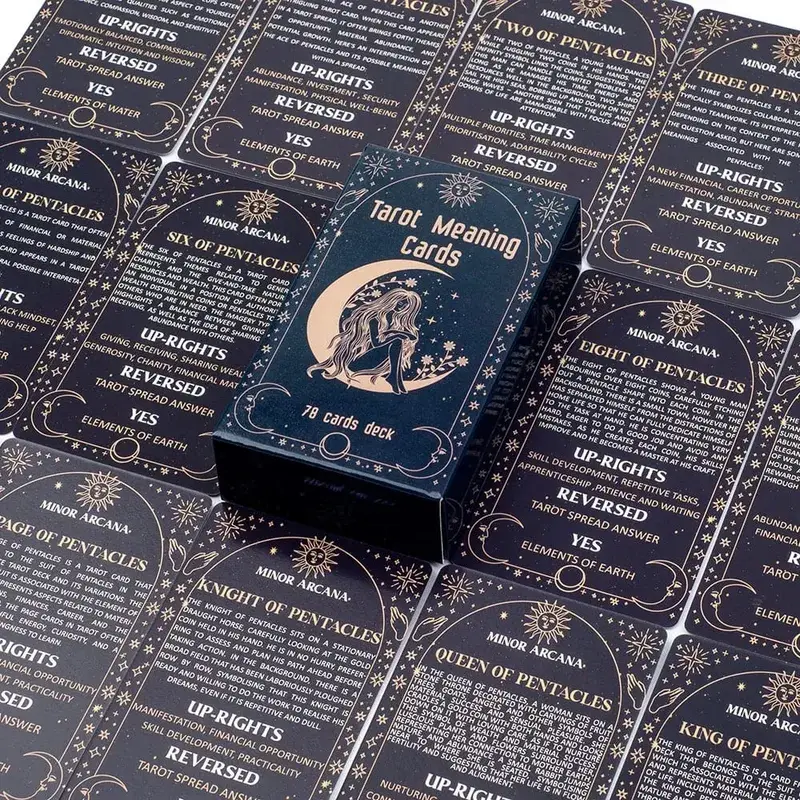 Meaning Tarot Cards 78 Cards Deck English Visions Divination Edition Board Game for Beginners Pocket Size Tarot Learning Deck — image 6