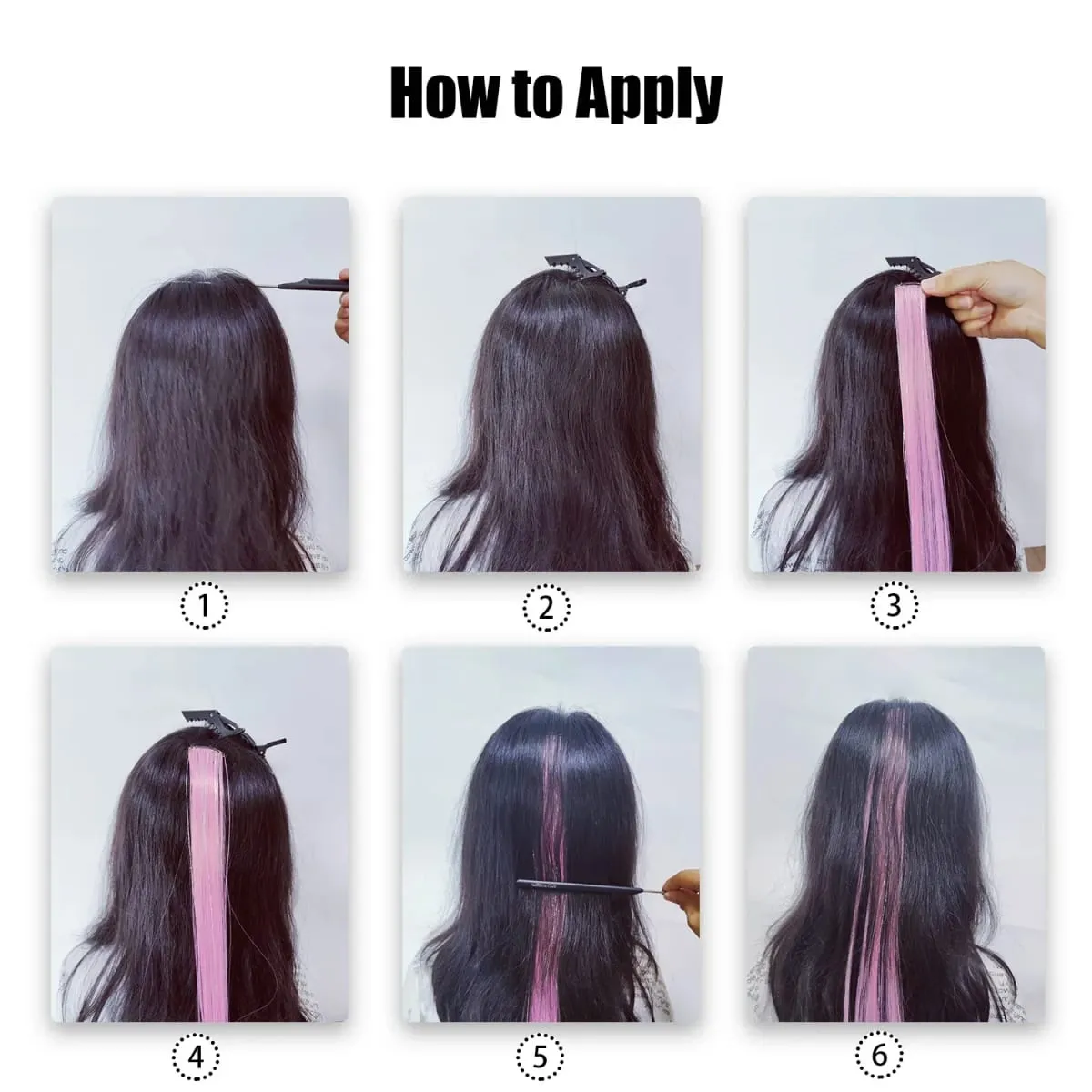 Multicolor Clip in Hair Extensions Mix tinsels Colored Hair Extensions 2 in 1 Rainbow Hair with Silver Tinsels for Kids Girls — image 7