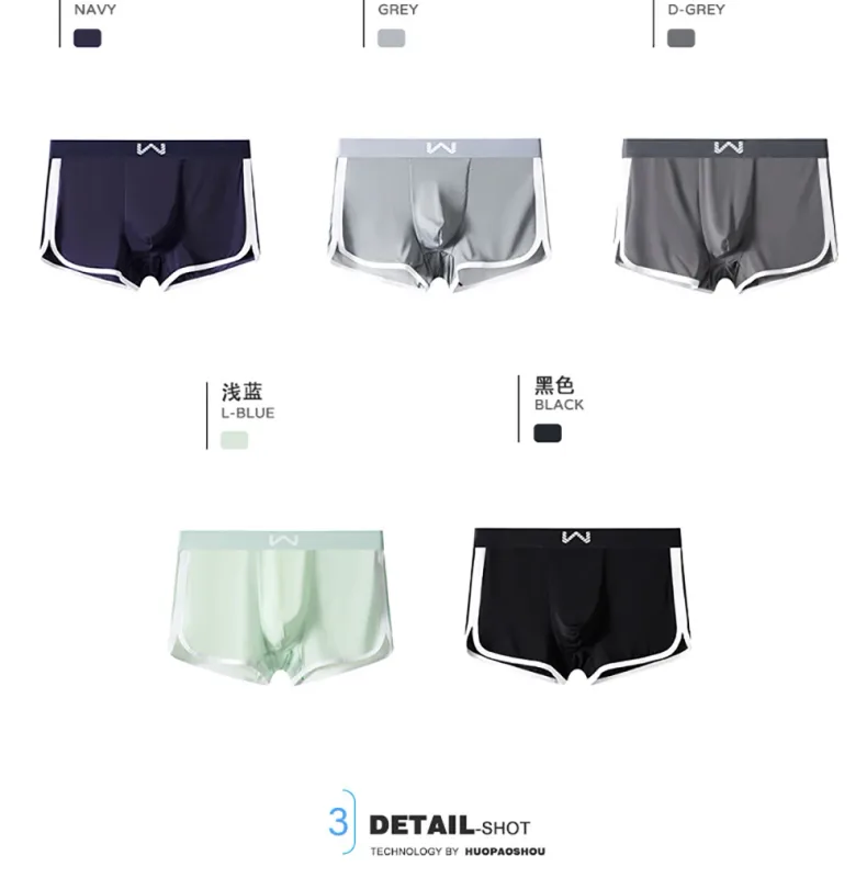 3PCS/Pack Ice Silk Breathable Antibacterial Mesh Men's Underpants Large Space Pouch Panties High Elastic Waistband Boxer Homme — image 10
