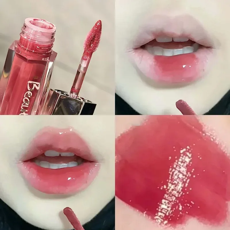 Gelo transparente marrom brilho labial hidratante batom líquido brilhante nude água luz espelho de vidro maquiagem de longa duração — image 12