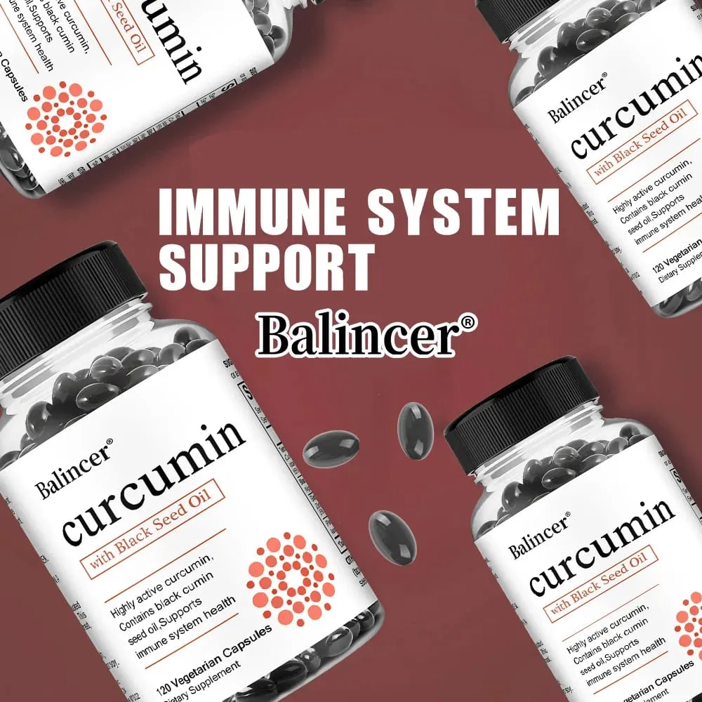 Turmeric Curcumin Capsules Supplement with Black Seed Oil Extract for Joint Digestive & Immune Support Brain Cognition — image 3
