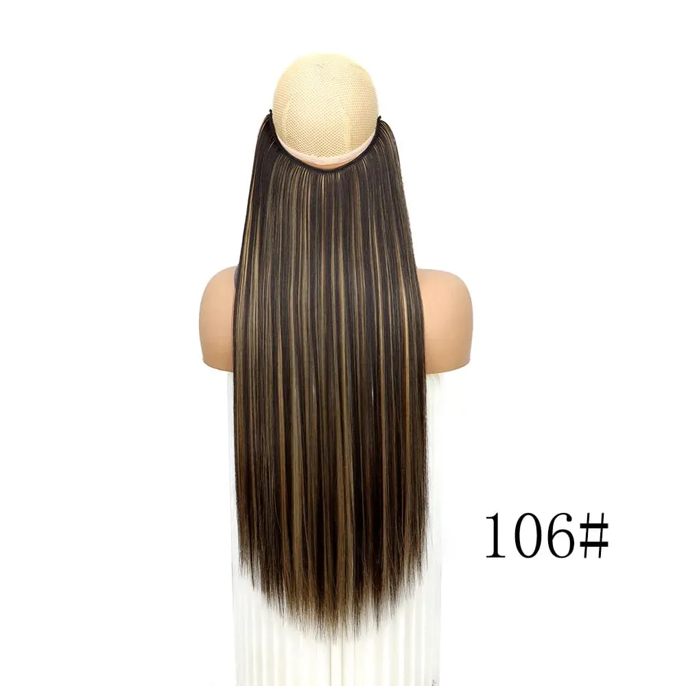 Straight Hair Extension with Invisible Synthetic Natural Straight Hairpiece for Women Long Straight Hair Piece with Fishing Line — image 9