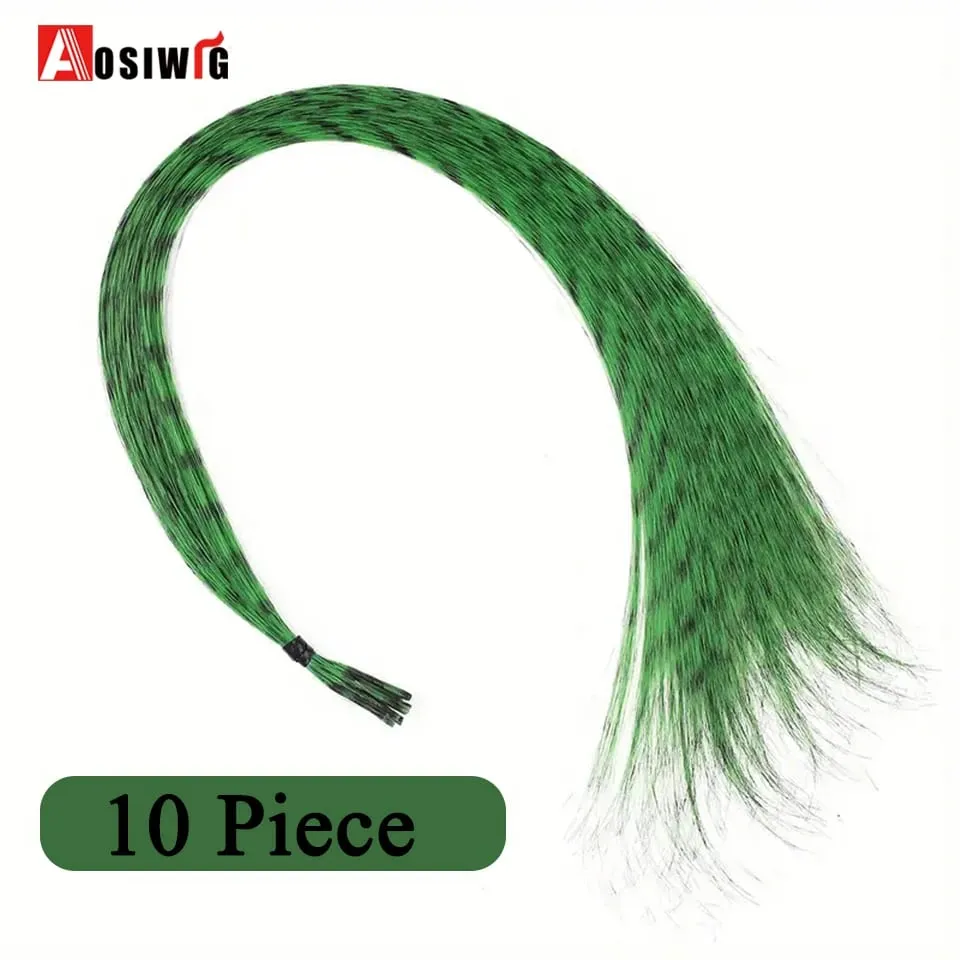 Feather Hair Extensions Colored Synthetic Clip In Hair Feather Colorful False Hair Extension Mixed Color Straight Hair For Women — image 15