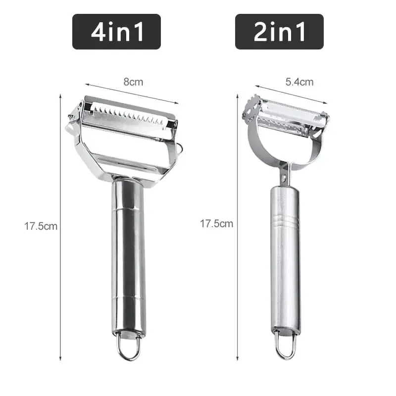 Stainless Steel Vegetable Peeler 4-in-1 Multi-Function Kitchen Tool with Anti-Slip Ergonomic Handle for Potato Carrot Cucumber — image 6