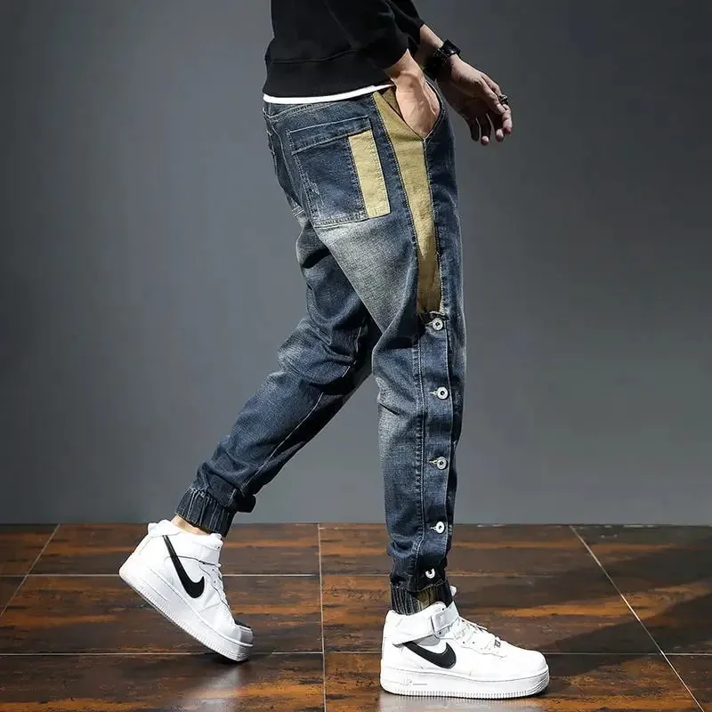 Elastic Man Cowboy Pants Stretch Y2k Vintage Designer Trousers 90s Streetwear Stacked Wide Leg Soft Denim Original Jeans for Men — image 2