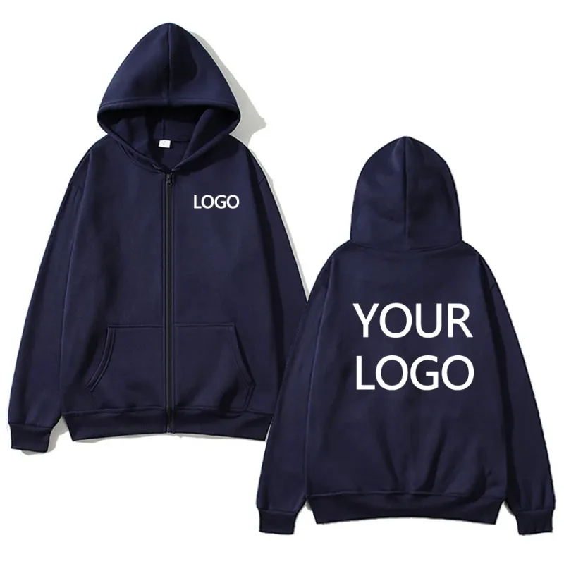 DIY Personalised customised logo men's street hoodie zip front sports sweatshirt women's casual knitted hoodie couple's gift — image 6