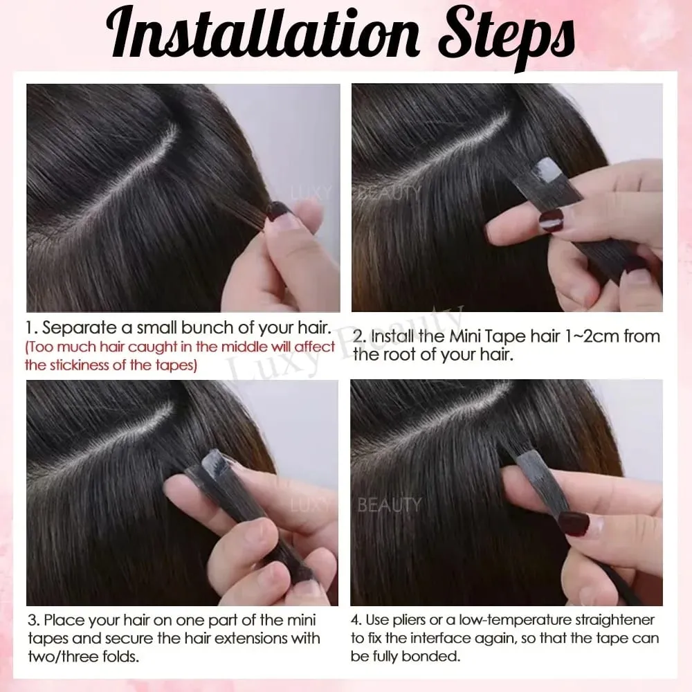 Blonde Mini Tape in Human Hair Extensions Double Side Seamless Natural Straight Black Brown Tape Ins Hair Extensions 10pcs/set