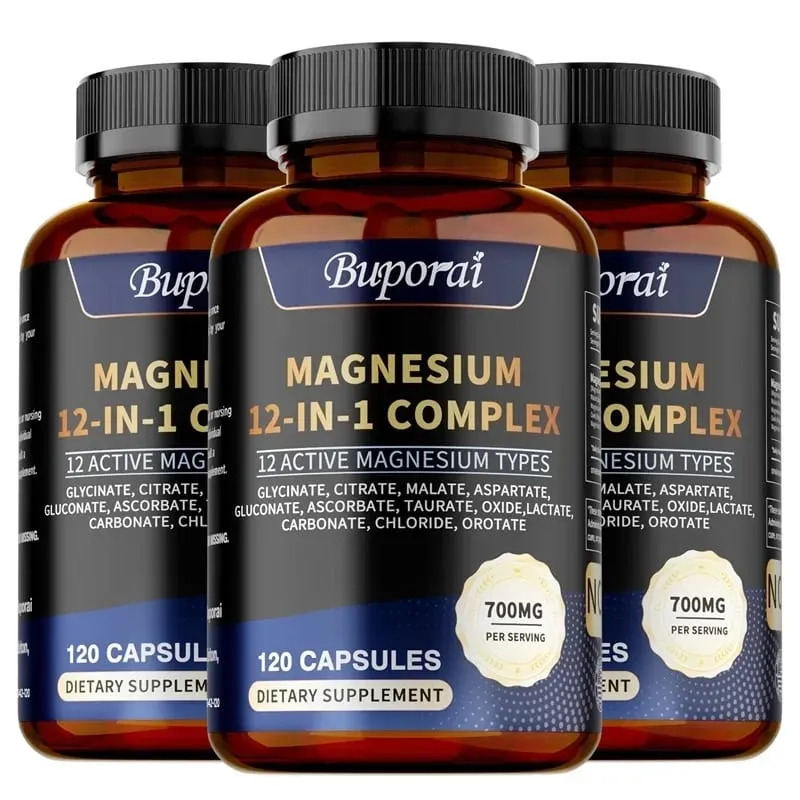 Magnesium Complex Capsules - Relieve Nerve Stress and Muscle Contraction Support Bone Health and Boost Immune FunctionSupplemen