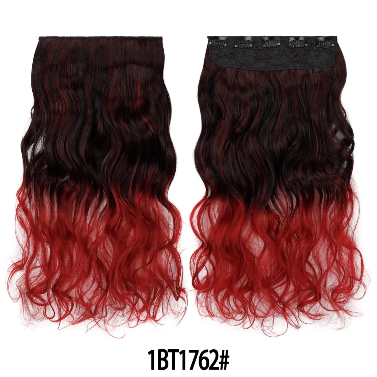 Jeedou One Piece 5 Clips Wavy Ombre Clip In Hair Extensions Long Water Wave Συνθετικά Σγουρά Μαλλιά Κομμάτι Rainbow Χρωματιστά Μαλλιά — image 13