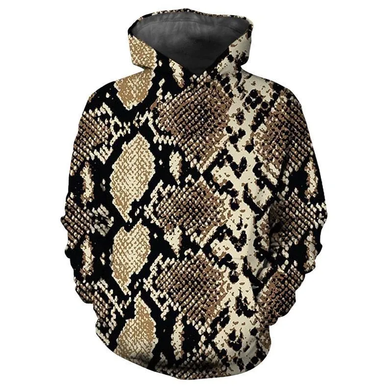 Personalized Snakeskin Pattern Hoodies Fashion Trend Long Sleeve 3D Animals Skin Printed Mens Hoodie Loose Streetwear Cool Tops — image 4