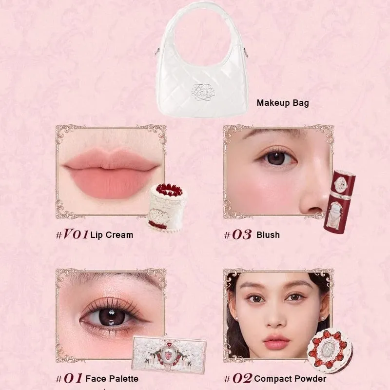Flower Knows Strawberry Cupid Set trucco professionale per donna Kit completo Confezione regalo Ombretto Crema labbra Blush Set in polvere compatta — image 10