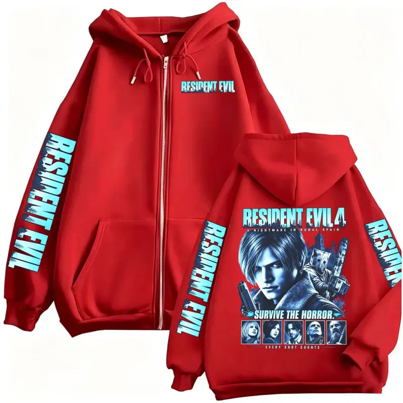Resident Evil Requiem Zip Up Hoodies Leon Kennedy Horror Game Zipper Hoodie Herren Damen Harajuku Klassische Jacke Sweatshirt Mäntel — image 3