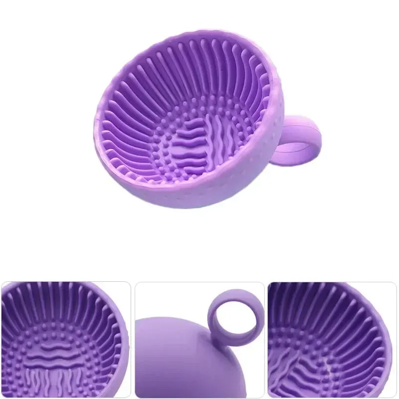Makeup Brush Cleaner Folding Powder Puff Cleaning Bowl Eyeshadow Brushes Wash Clean Mat Beauty Tools Soft Silicone Scrubber Box — image 2