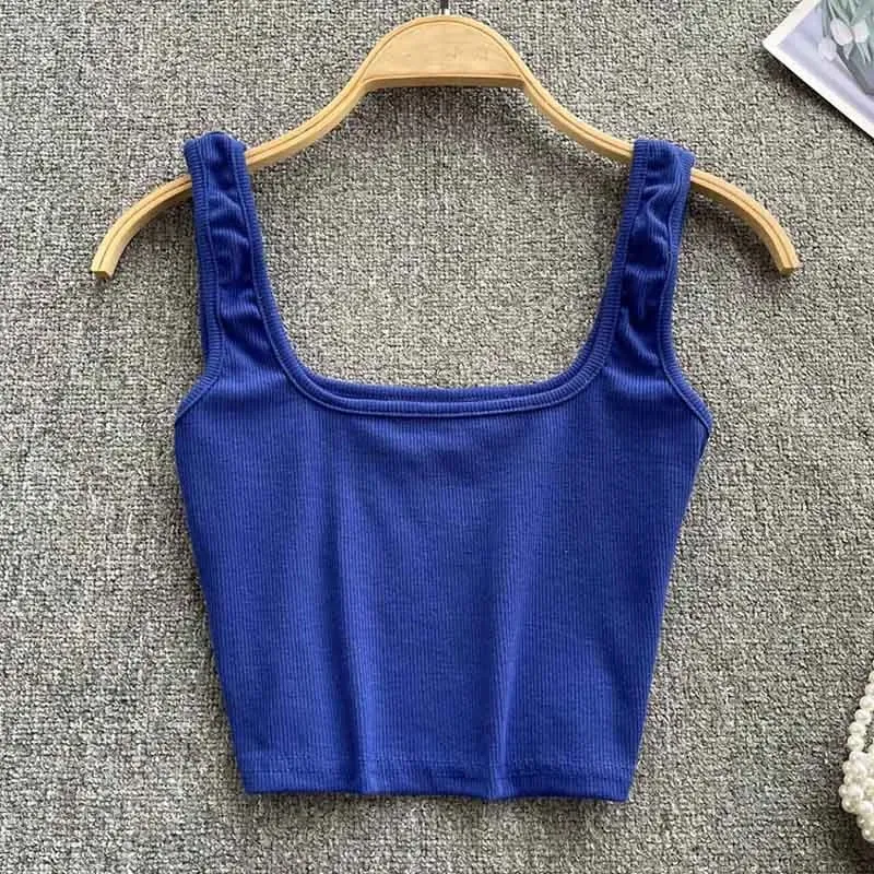 Tank Top Women Sexy Backless Y2k Top Slim Fit Bottoming Blouse Solid Crop Top Sleeveless Camis Mujer — image 12