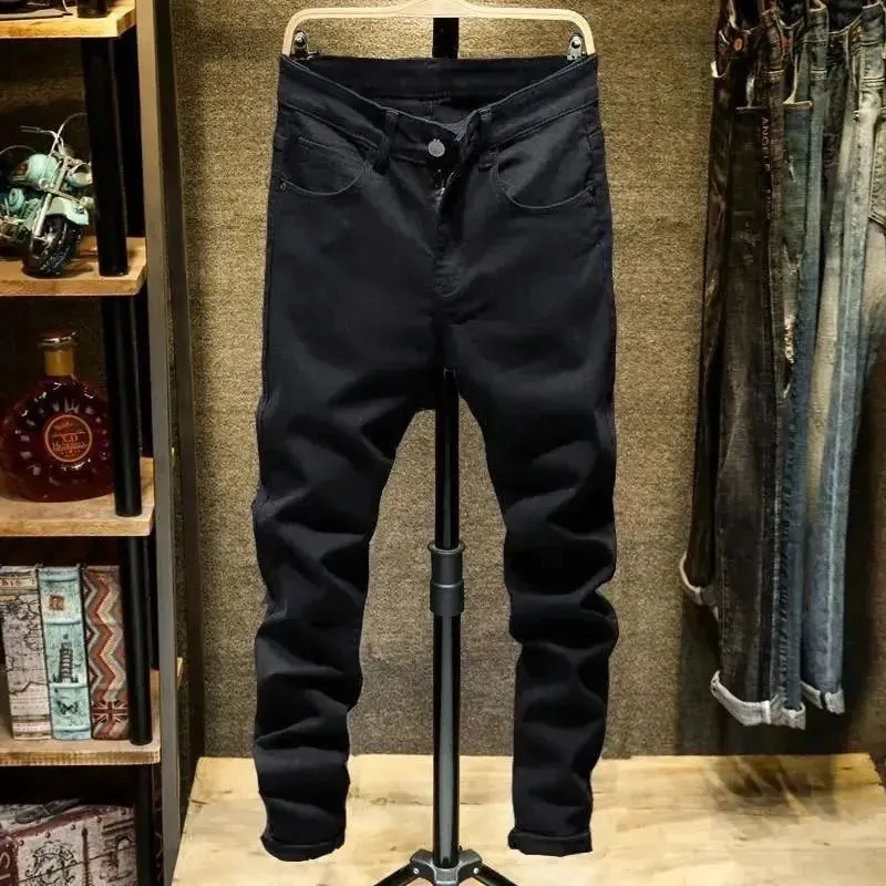 Spring and Autumn Trend Solid Color Straight Leg Stretch Denim Jeans Men's Casual Slim Fit Comfortable Sports High-Grade Jeans — image 10