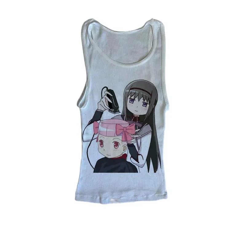 2000s Punk Print Anime Graphics Tanks Camis Top Grunge Vintage Gothic Women Corset Clothes Streetwear Y2k Tops Emo Crop Top Kpop — image 8