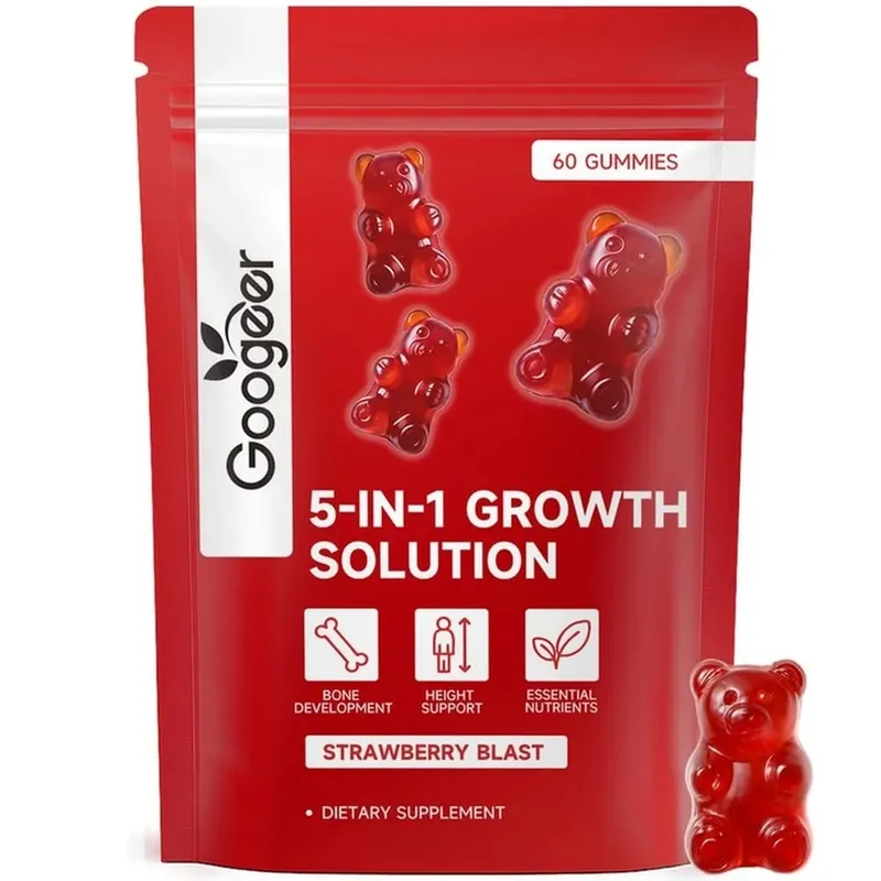 Googeer Solution de croissance 5 en 1 Gummies pour le développement osseux et le soutien de la taille Vitamine D3 K2 Calcium Strawberry Blast 60 Gummies — image 9