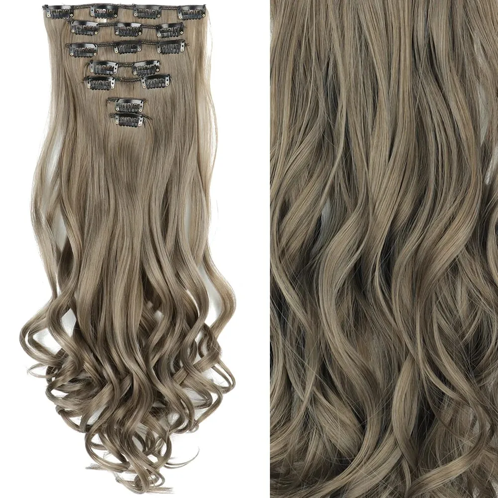 Long Straight Hairstyle 16 Clips 7Pcs/Set Hair Extensions Natural Synthetic Blonde Black Hairpieces Heat Resistant For Women — image 23