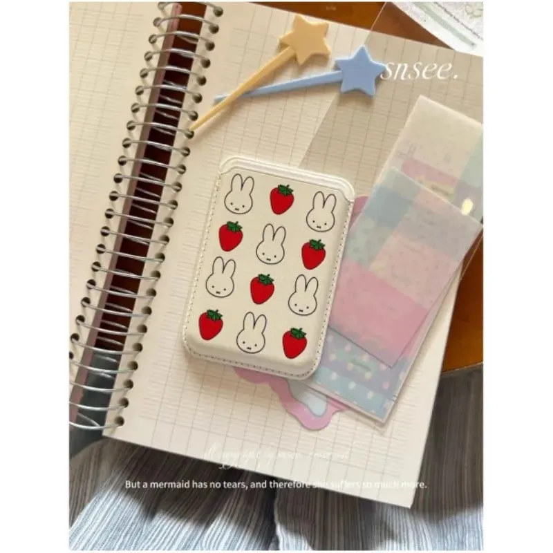 Kawaii Miffy Rabbit Magnetic Card Case Cute Cartoon Line Dog/Strawberry Miffy Card Case Suitable for 16Promax 15Pro 14Plus — image 3