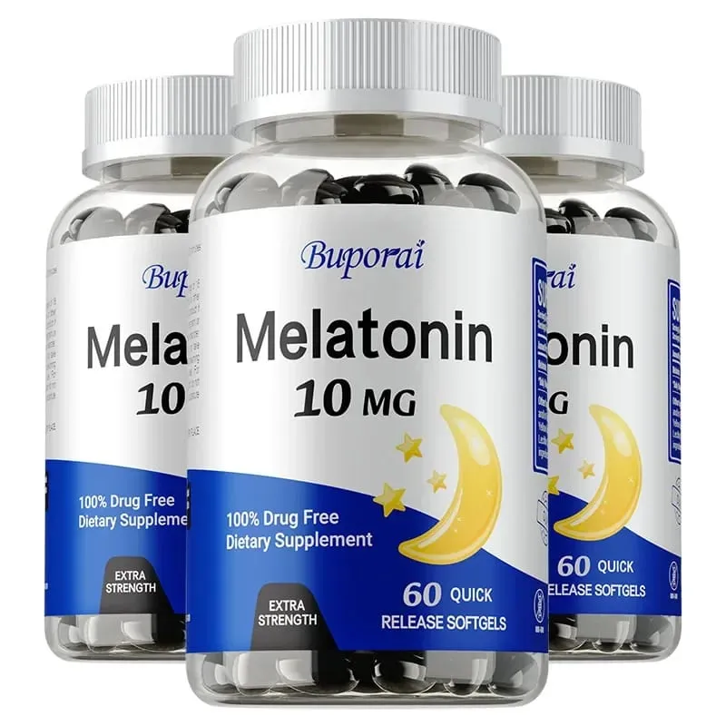 Buporai Melatonin 10mg - Adult Sleep Aid Improves Insomnia Relaxes Mood Promotes Deep Sleep Gluten Free Non-GMO — image 11