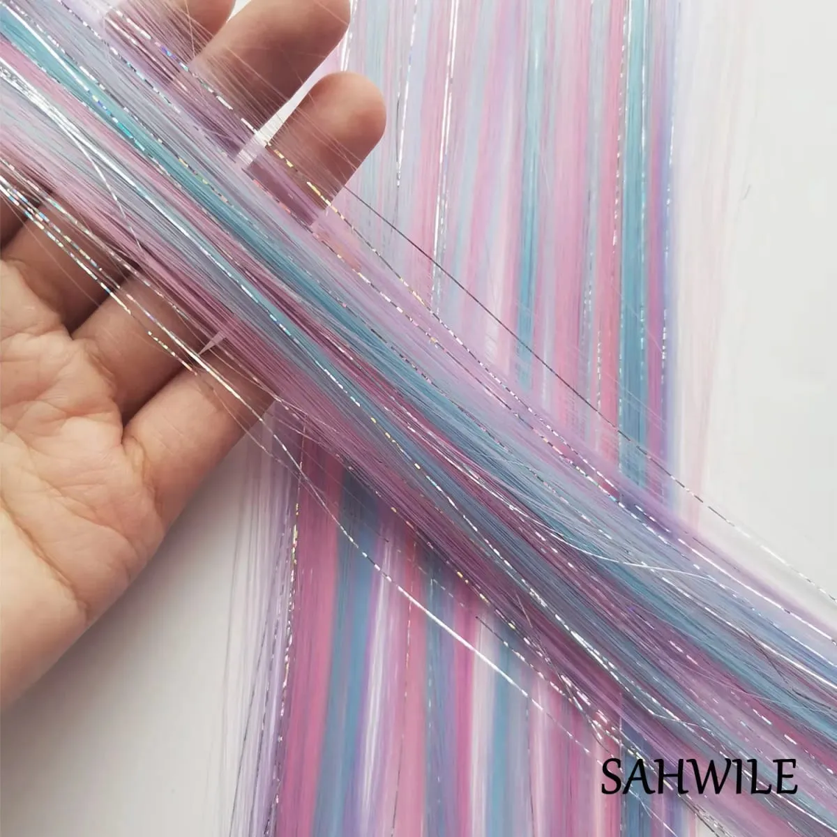 6pcs/pack Colored Party Highlights Clip in Hair Extensions 22 inches Multi-colors Straight Hair Synthetic Hairpieces