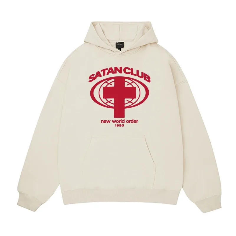Harajuku Streetwear Oversized Men's Hooded Pullover Satan Club Graphic Print Hoodies Sweatshirts Hip Hop Aesthetic Tops Goth Y2k — image 17