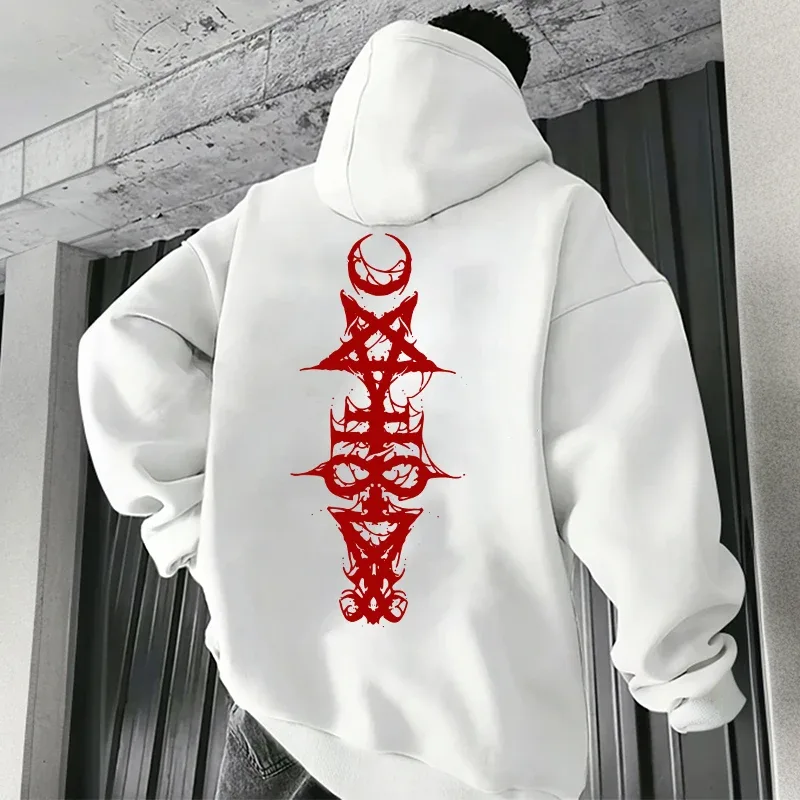Mens Gothic Hoodie Satanic Symbol Print Street Fashion Warm Pullover Unisex Oversized Sweatshirt Outerwear Autumn Winter Outwear — image 20