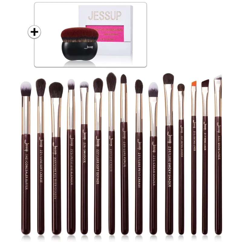 Jessup Eye Brushes Set 15pcs Makeup brush Natural Synthetic Eyeshadow Brush Eyeliner Blending Eyebrow Concealer T284