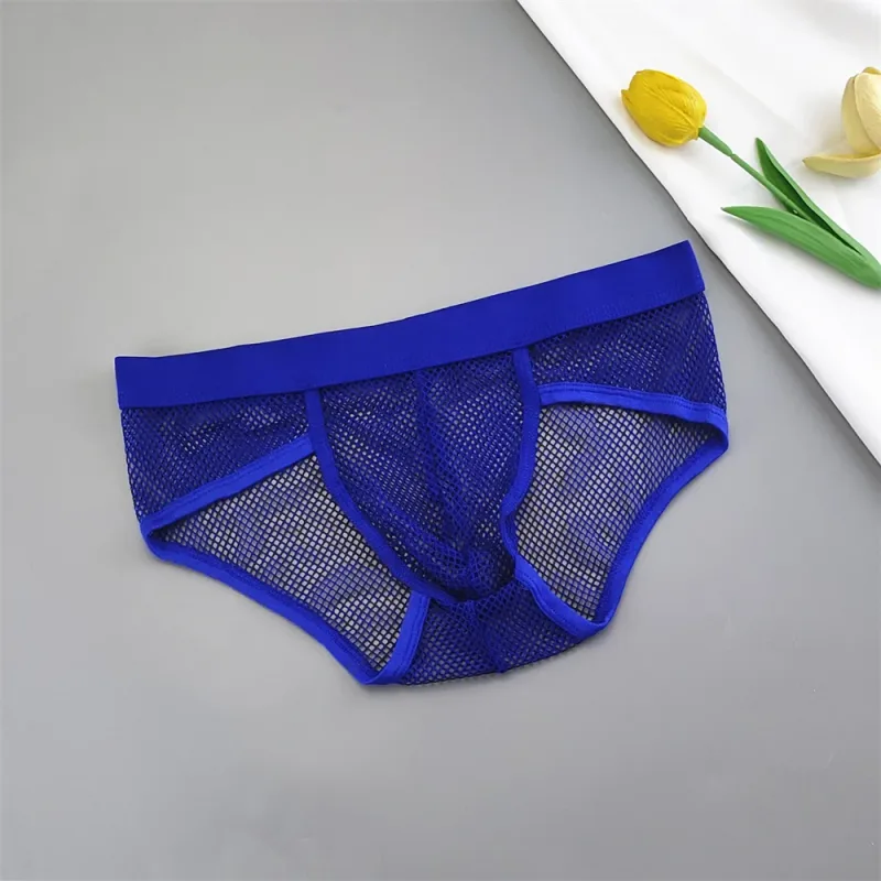 Hollow Out Fishnet Men's U Convex Briefs Breathable Mesh Low Waist Fully Transparent Underwear Perspective Lingerie — image 19