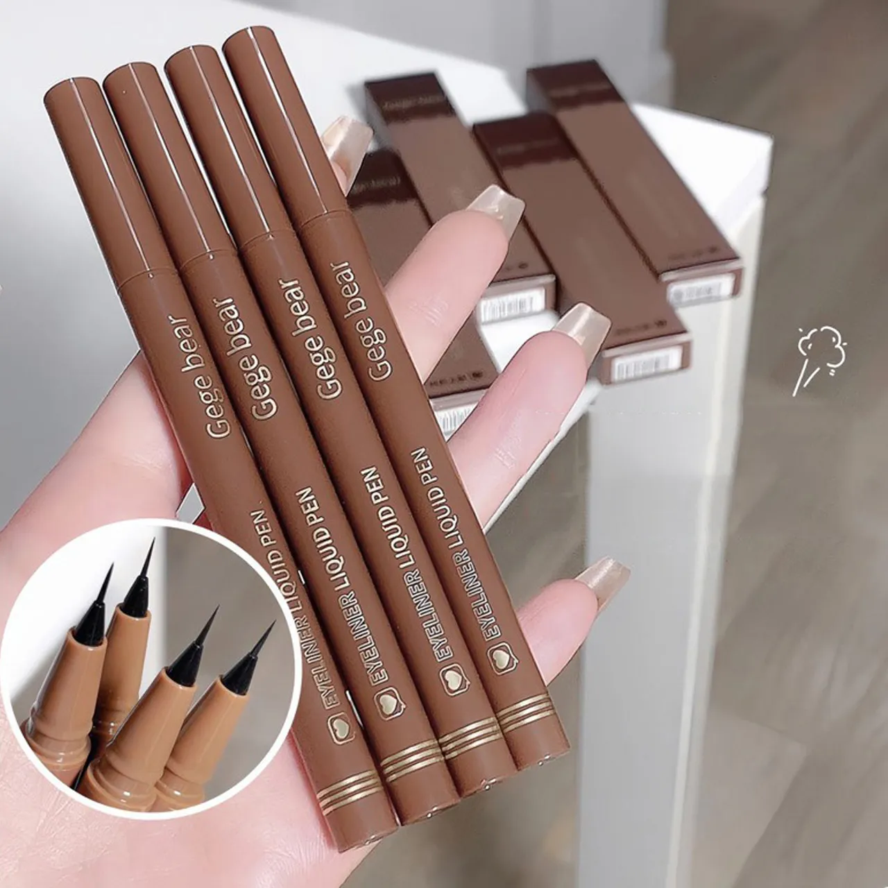 Gege Bear Liquid Eyeliner Pen Waterproof Smudge-proof Fast and Precise Makeup Quick and Smooth Drying Lower Eyelash Pen — image 6