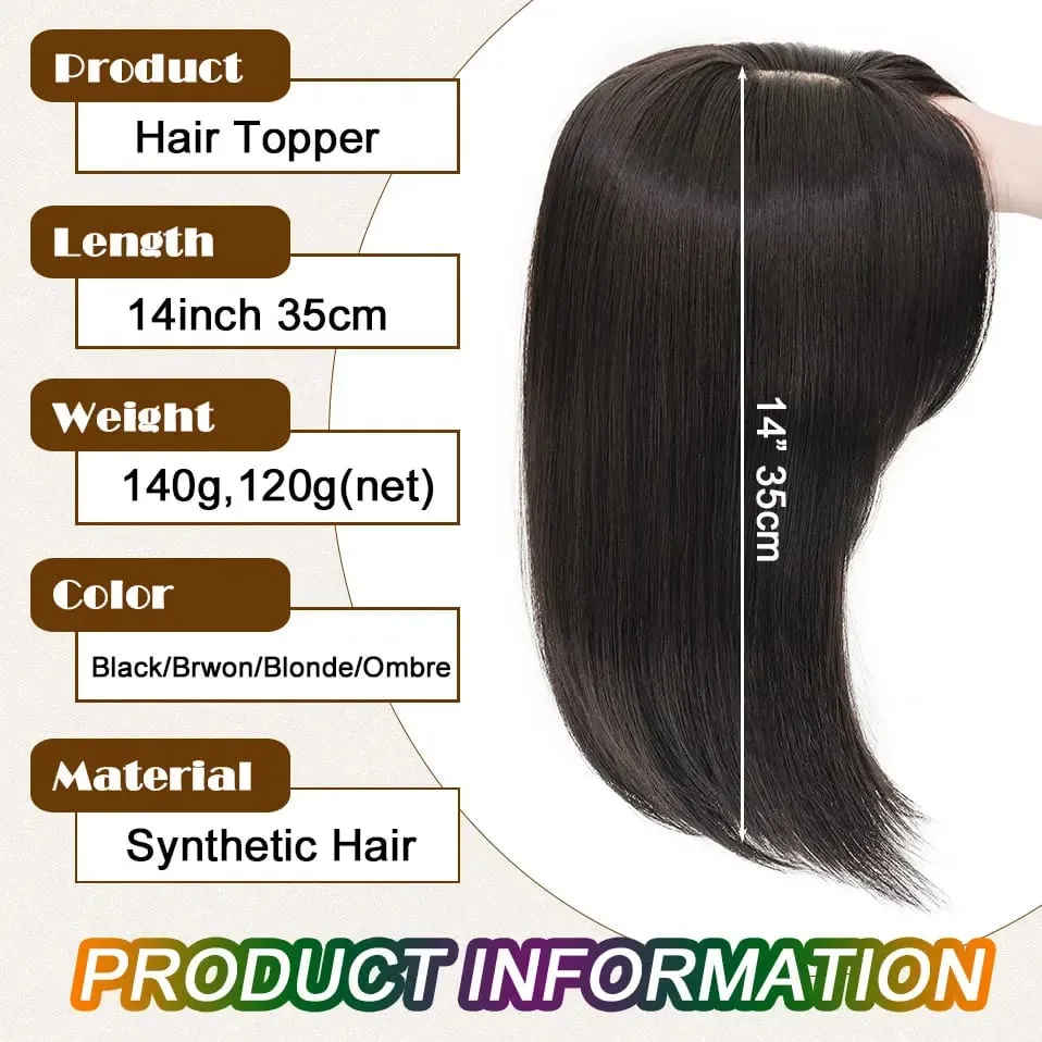 Snoilite Synthetic 14'' Striaght Hair Toppers with Bangs for Women Natural Hairpieces Adding Hair Volume Topper Hair Extensions — image 3