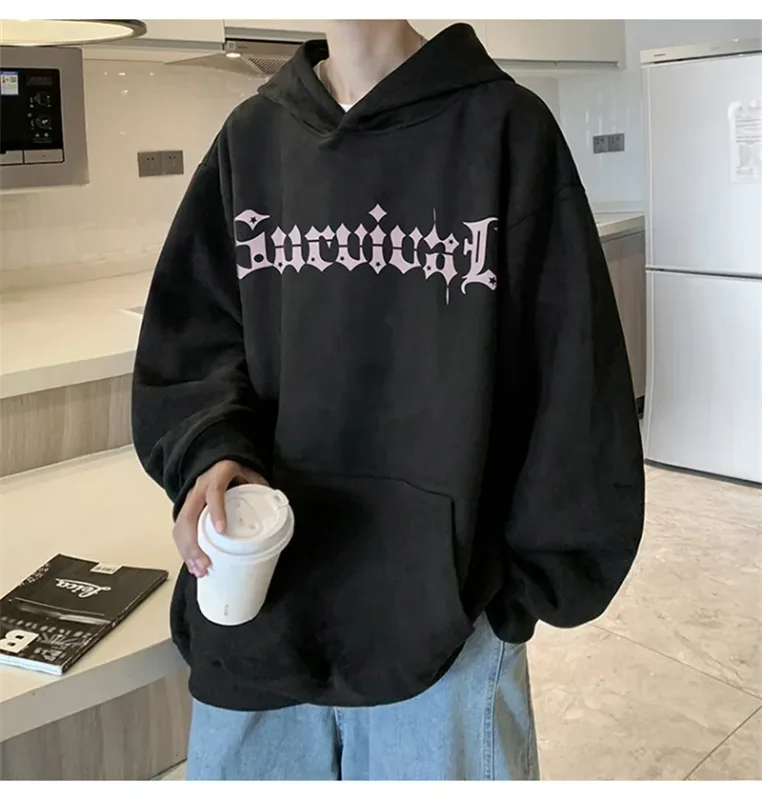 Autumn Gothic Spider Printed Hooded Sweatshirts Hombre Harajuku Streetwear Graphic Suede Hoodies Aesthetic Oversized Y2K Hoody