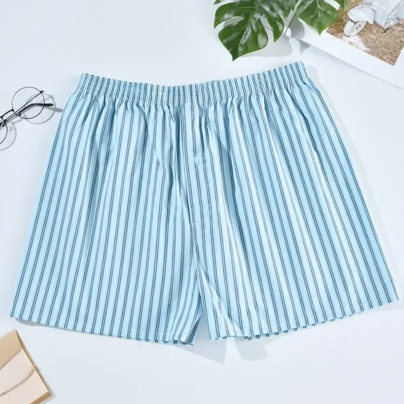Męskie bokserki Casual bawełniane kalesony do spania bielizna męska strzałka majtki w paski kratę luźna wygodna odzież domowa XL-4XL